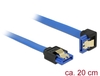 Scheda Tecnica: Delock Cable SATA 6GB/s Receptacle Straight > SATA - Receptacle Downwards Angled 20 Cm Blue + Gold Clips