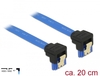 Scheda Tecnica: Delock Cable SATA 6GB/s Receptacle Downwards ngled > SATA - Receptacle Downwards Angled 20 Cm Blue + Gold Clips