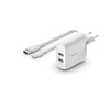 Scheda Tecnica: Belkin Caricabatterie 2 Porte USB-a + Cavo USB-a A USB-c 1m - - Bianco