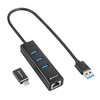Scheda Tecnica: Sharkoon Hub 3x USB 3.2 +RJ45 Alu Black 3-port USB 3.2 Gen - 1